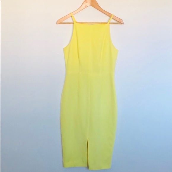 h&m yellow midi dress